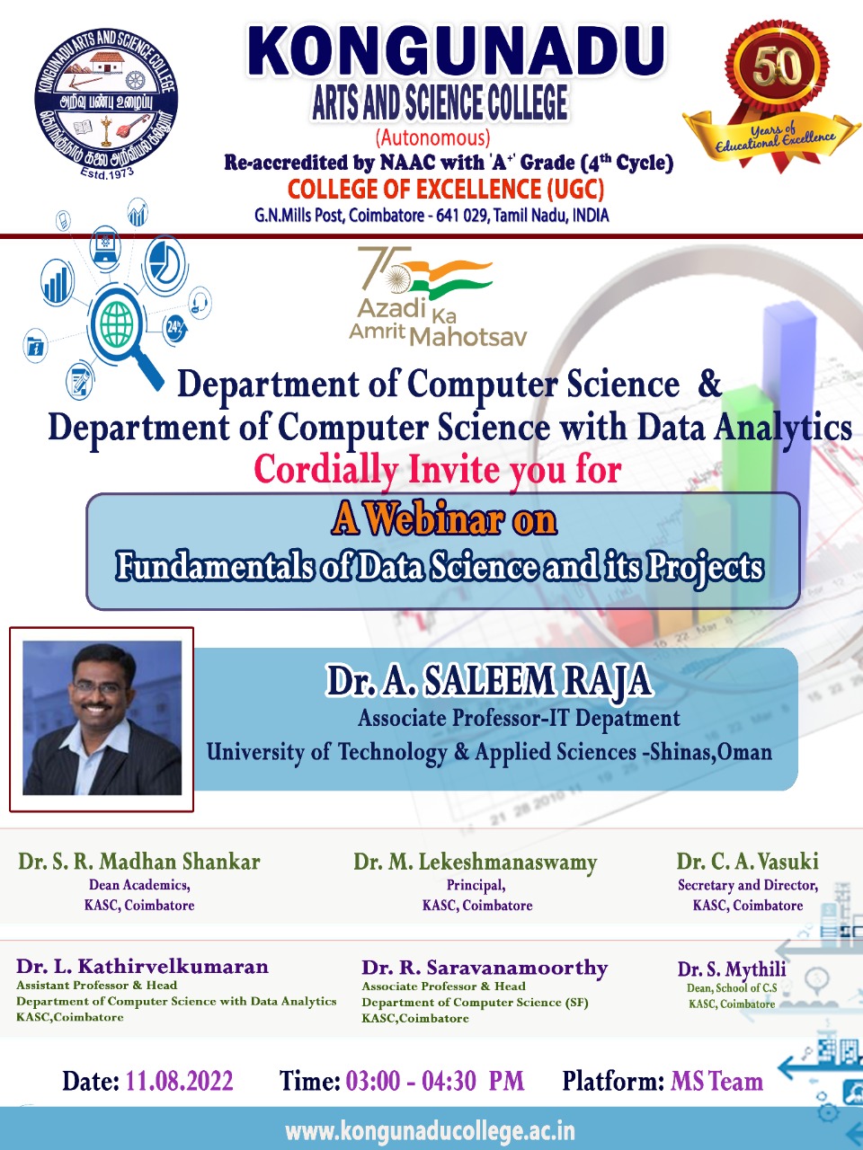 A Webinar on Fundamentals of Data Science and Its Projects Jointly Organized by Computer Science and Computer Science with Data Analytics 