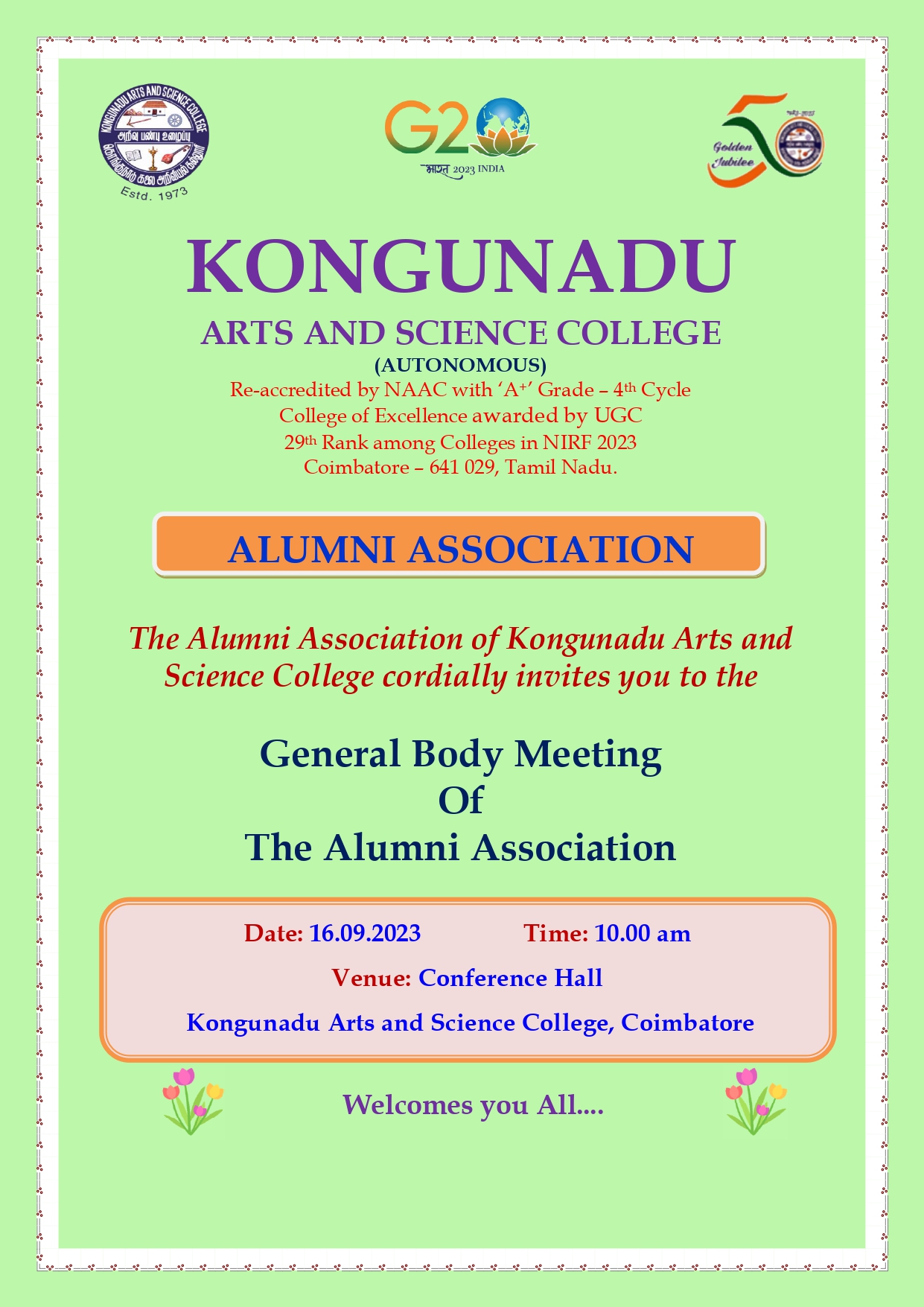 General Body Meeting - Alumni Association