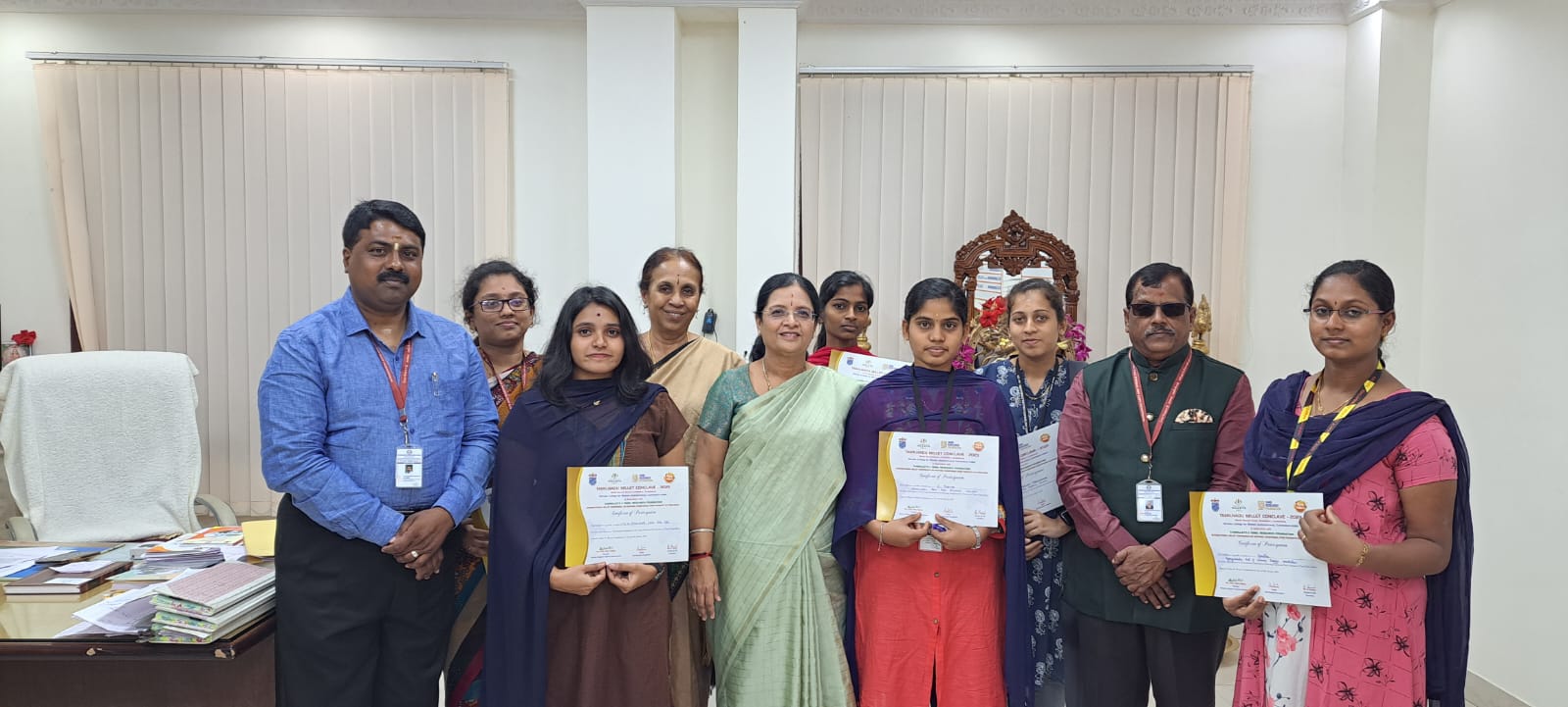 Students with Certificates on attending International Millet Conclave 2023