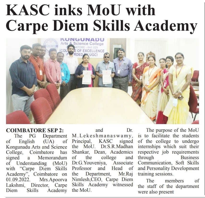 KASC inks MoU with Carpe Diem Skill Academy 