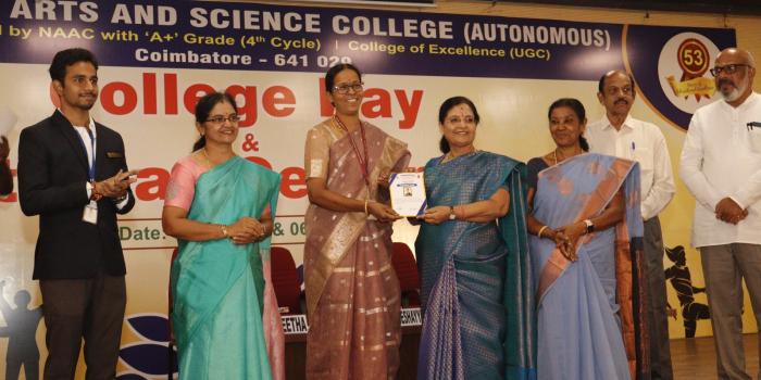 Our Faculty member Dr. K Dhanalakshmi received a Meritorious Award for their Scopus Indexed Journal publication during the College Day celebration of the academic year 2025–2026, held on 5th March 2026.