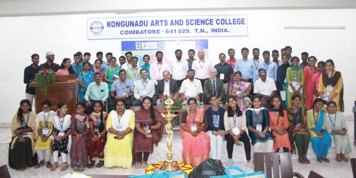 First day of INDIA-UK workshop on " Socio-economic analysis of textile effluent pollution impacts in the noyyal river and exploration of remediation through algae and graphene membrane" was organised by Department of Tamil and Department of Biotechnology