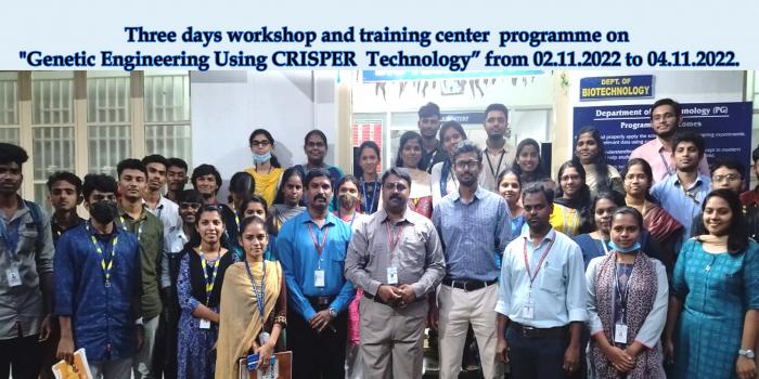 Three days workshop and training center  programme on "Genetic Engineering Using CRISPER  Technology 