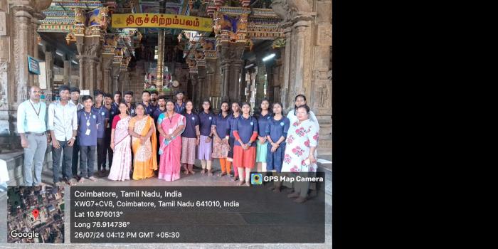 Department of Computer Science with Data Analytics, and Department of Artificial Intelligence and Machine Learning in collaboration with Shanthi Ashram, organized a Swachh Bharat Extension activity on the 26th July, 2024, at Perur Temple