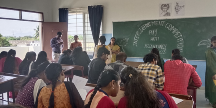 Department of BCOM B&I has organized Inter-Departmental competition on 20.09.2023 (Wednesday) between 9.30.AM and 1.30 PM in G-5 Seminar Hall