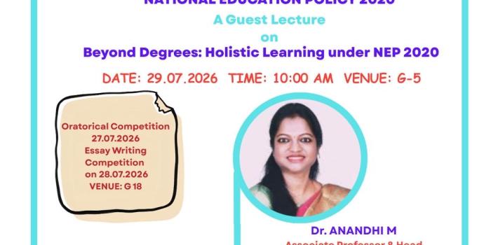 Guest Lecture on Beyond Degrees: Holistic Learning under NEP 2020 on 29.07.2026