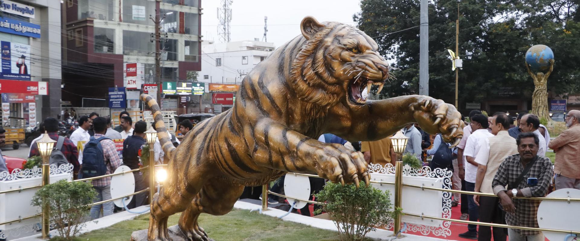 Tiger Statue unveiled at North Coimbatore