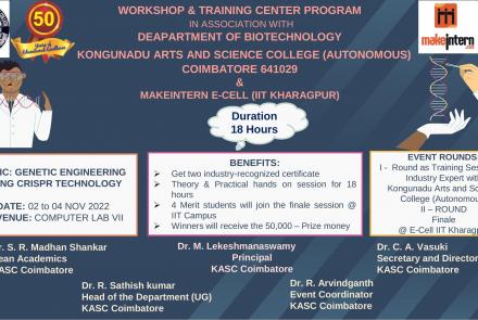 “Three days workshop and Training programme on “Genetic Engineering using CRISPR Technology”