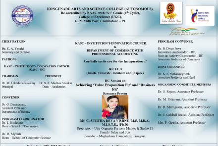 Kasc - Institution's Innovation Council and Department of Commerce with Professional Accounting  cordially invites You All 